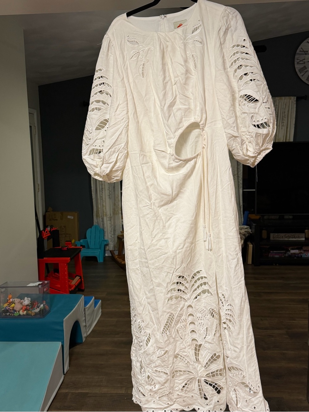 FARM Rio White Eyelet Maxi Dress with Side Tie - Picture 2 of 4